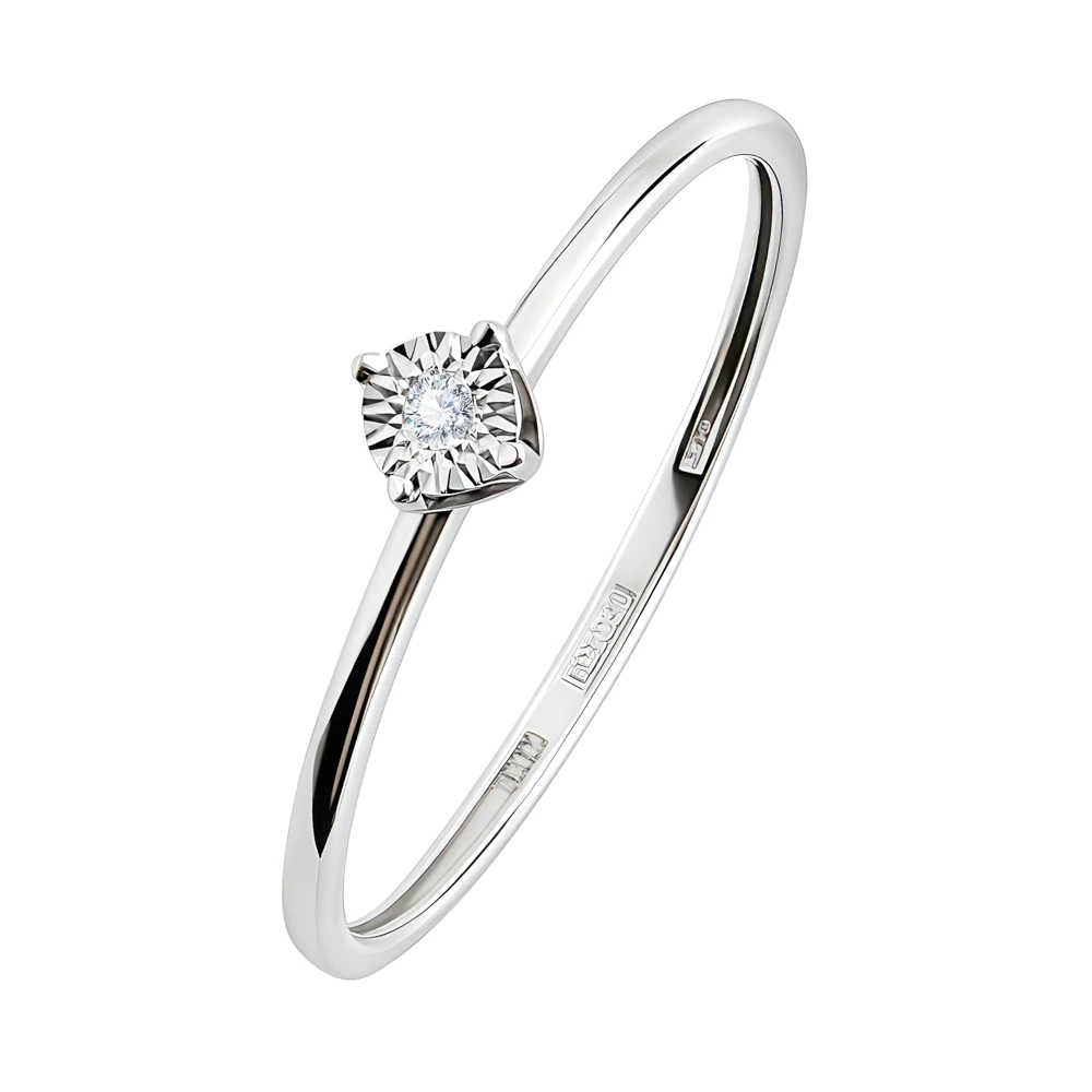 Кольцо с бриллиантом из белого золота 585 пробы Кольцо с бриллиантом из белого золота 585 пробы