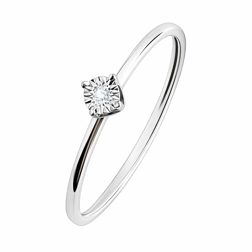 Кольцо с бриллиантом из белого золота 585 пробы