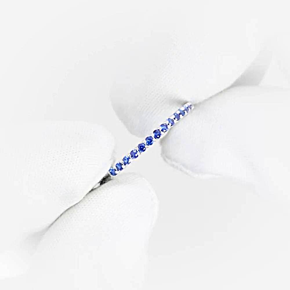 Кольцо с сапфирами синтетическими из белого золота 585 пробы 1