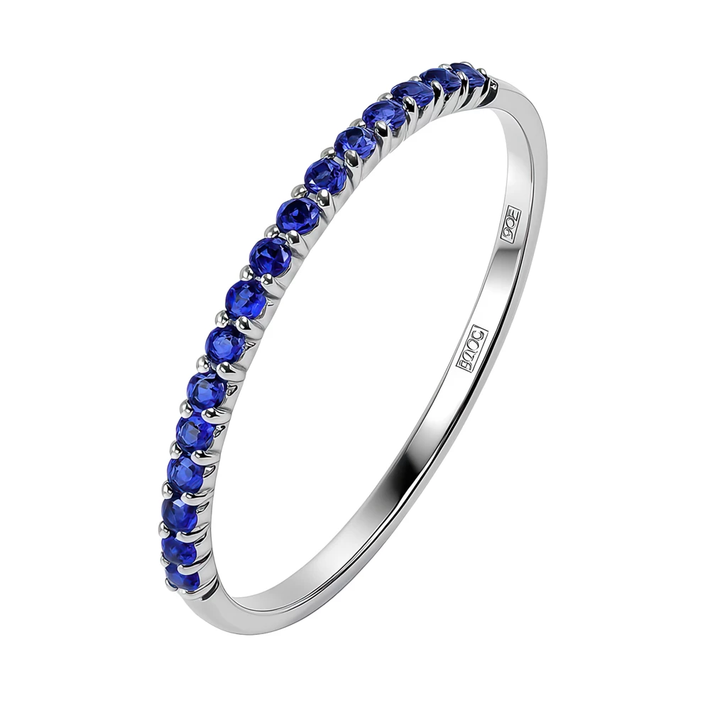 Кольцо с сапфирами синтетическими из белого золота 585 пробы Кольцо с сапфирами синтетическими из белого золота 585 пробы