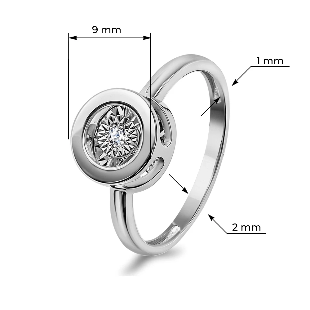 Кольцо с бриллиантом из белого золота 585 пробы