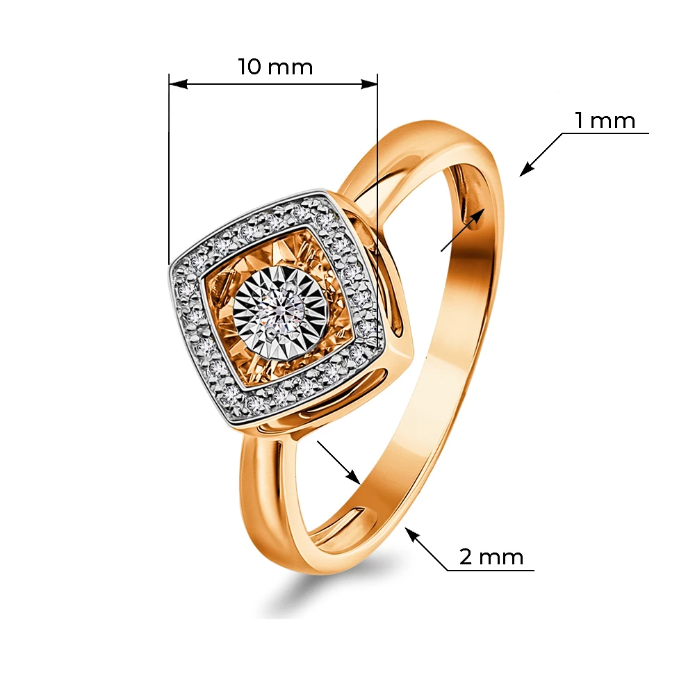 Кольцо с бриллиантами из красного золота 585 пробы