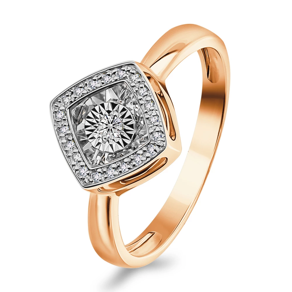 Кольцо с бриллиантами из красного золота 585 пробы