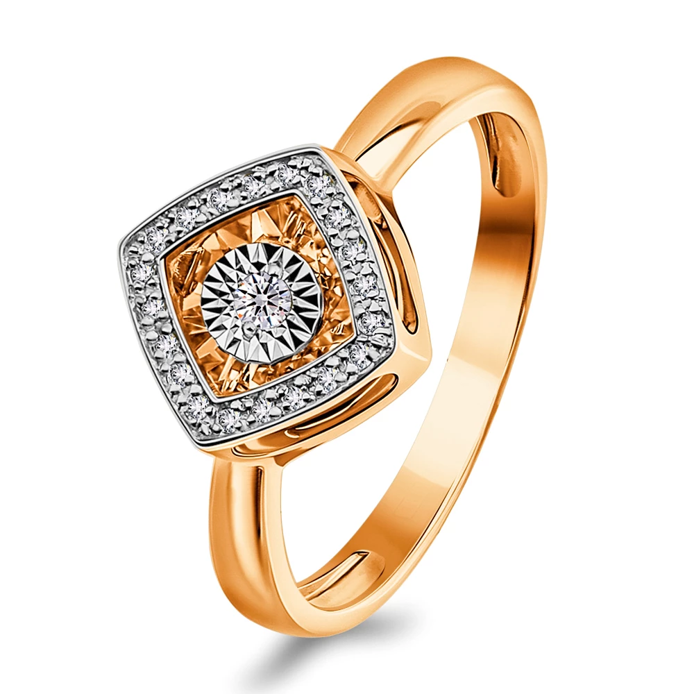 Кольцо с бриллиантами из красного золота 585 пробы