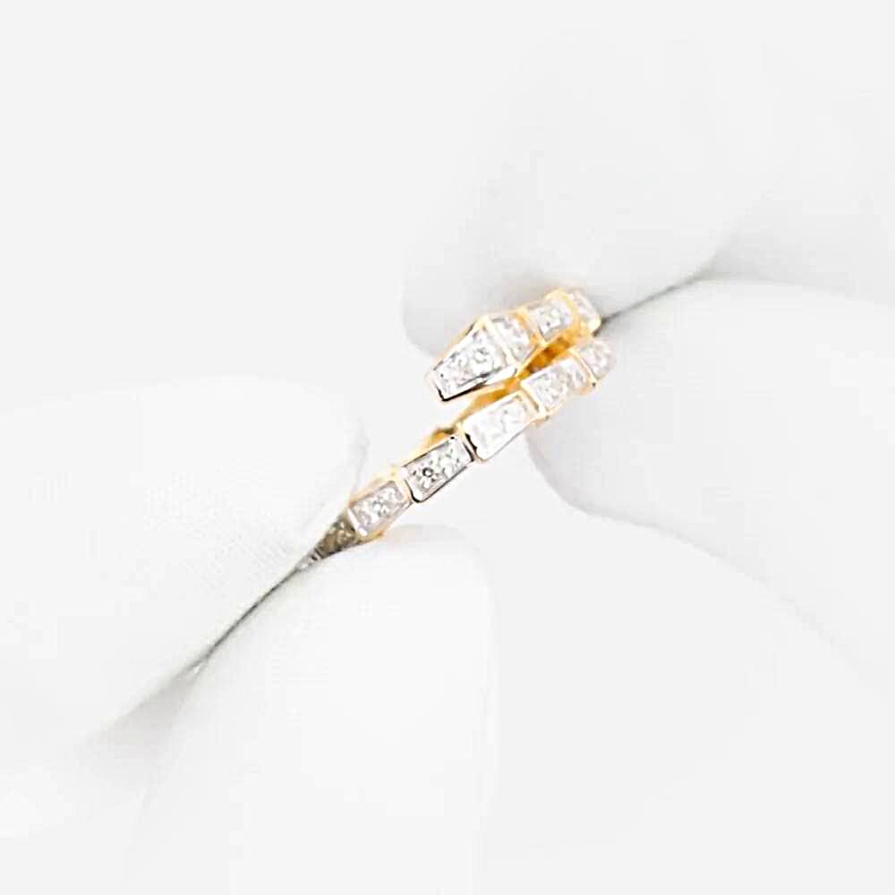 Кольцо  Змея с бриллиантами из красного золота 585 пробы