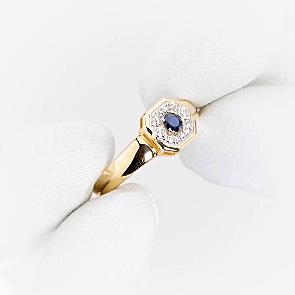 Кольцо с сапфирами и бриллиантами из красного золота 585 пробы 1