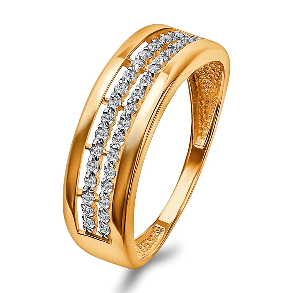 Кольцо с бриллиантами из красного золота 585 пробы