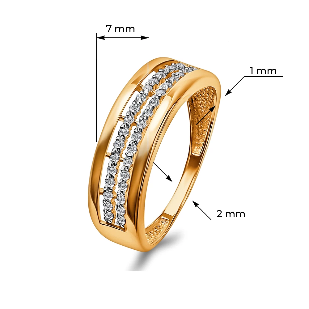 Кольцо с бриллиантами из красного золота 585 пробы