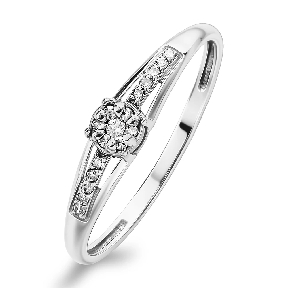 Кольцо с бриллиантами из белого золота 585 пробы