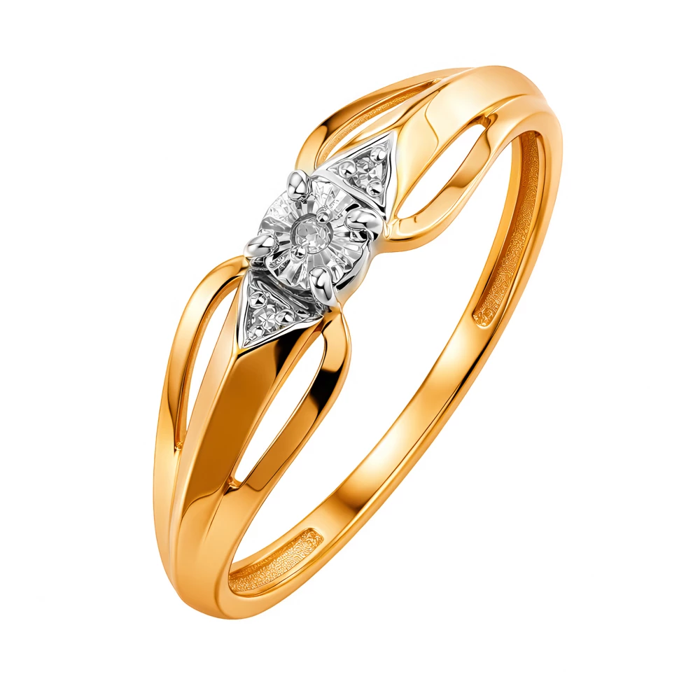 Кольцо с бриллиантами из красного золота 585 пробы