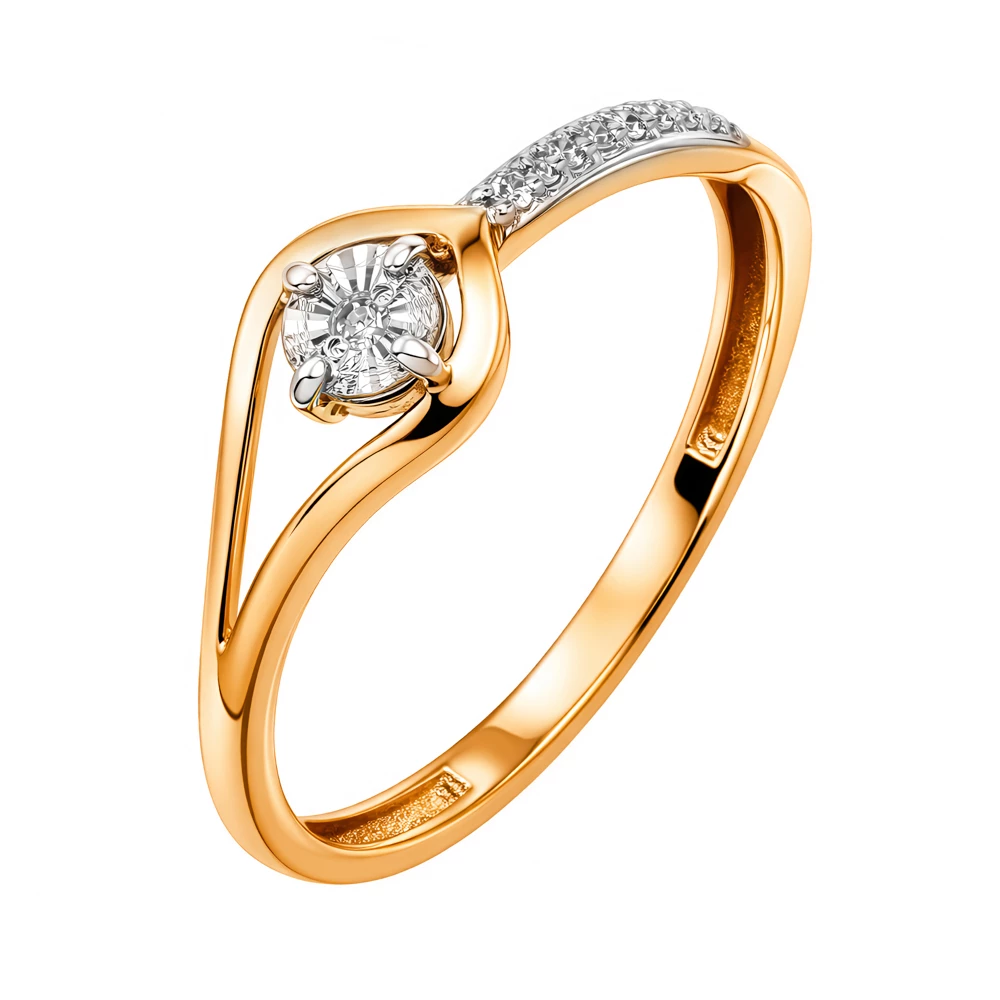 Кольцо с бриллиантами из красного золота 585 пробы