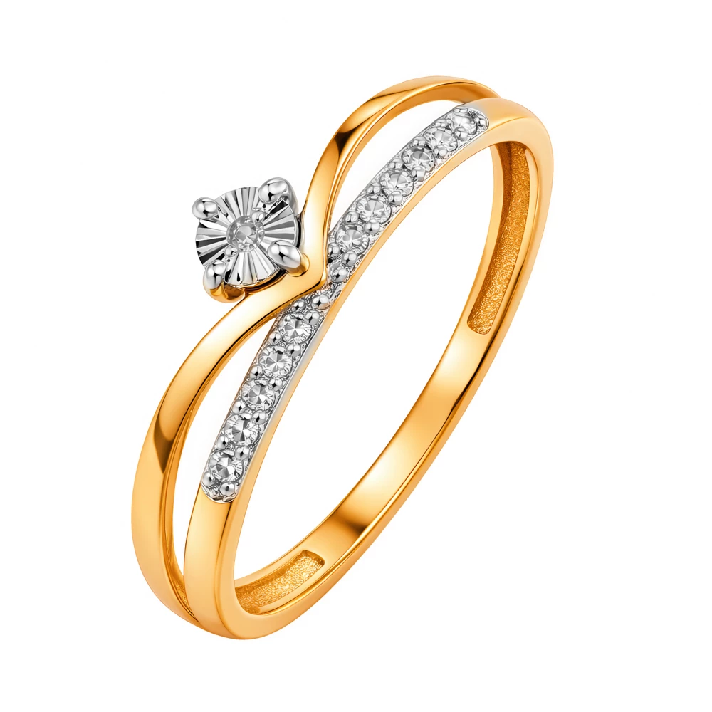 Кольцо с бриллиантами из красного золота 585 пробы