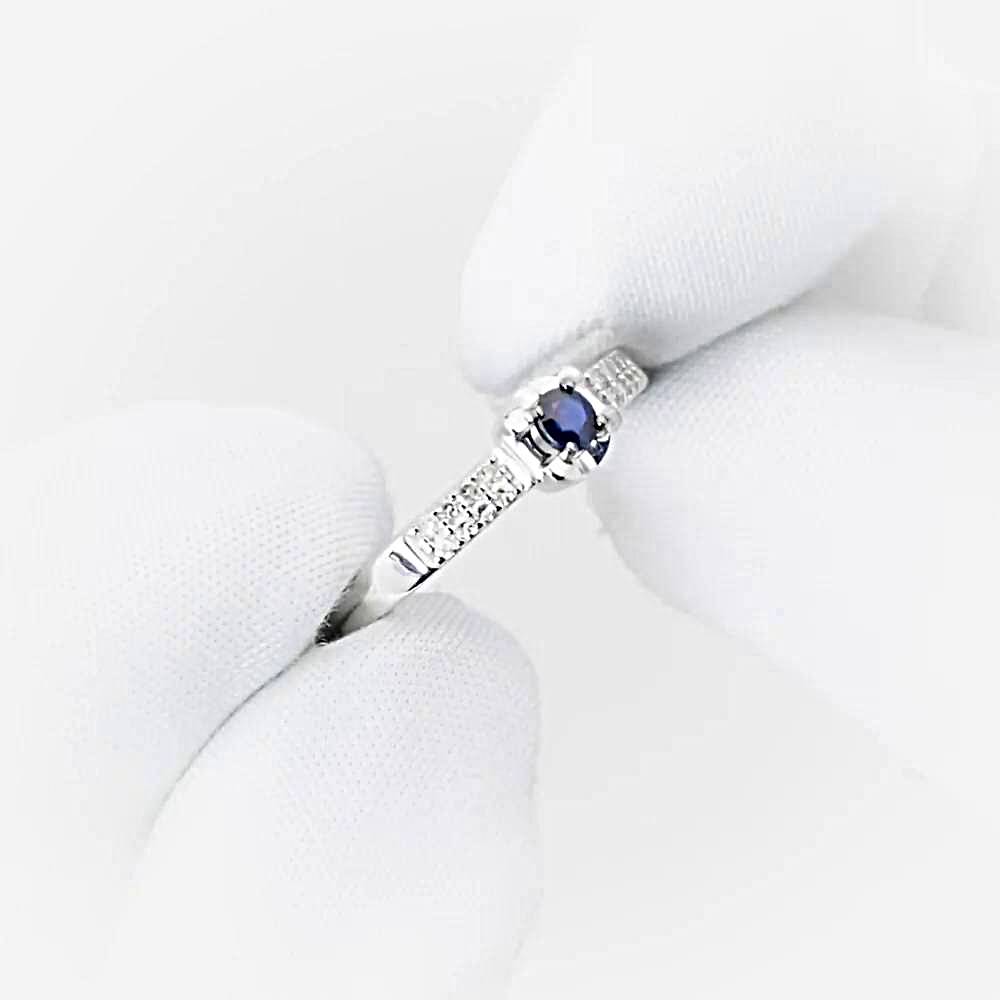 Кольцо с сапфирами и бриллиантами из белого золота 585 пробы