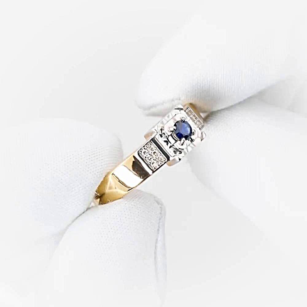 Кольцо с сапфирами и бриллиантами из красного золота 585 пробы