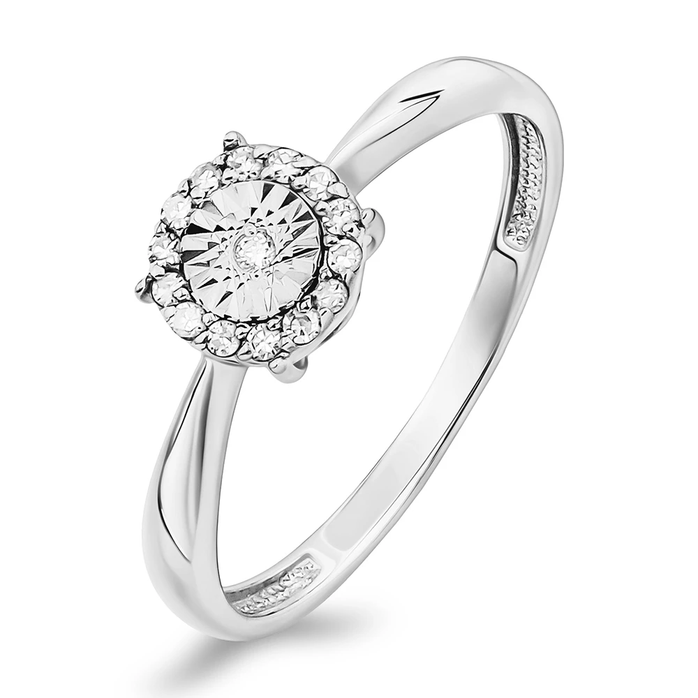 Кольцо с бриллиантами из белого золота 585 пробы