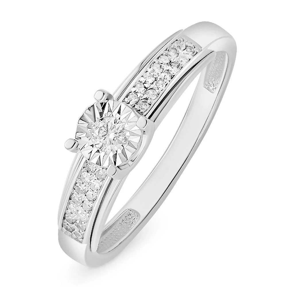 Кольцо с бриллиантами из белого золота 585 пробы Кольцо с бриллиантами из белого золота 585 пробы