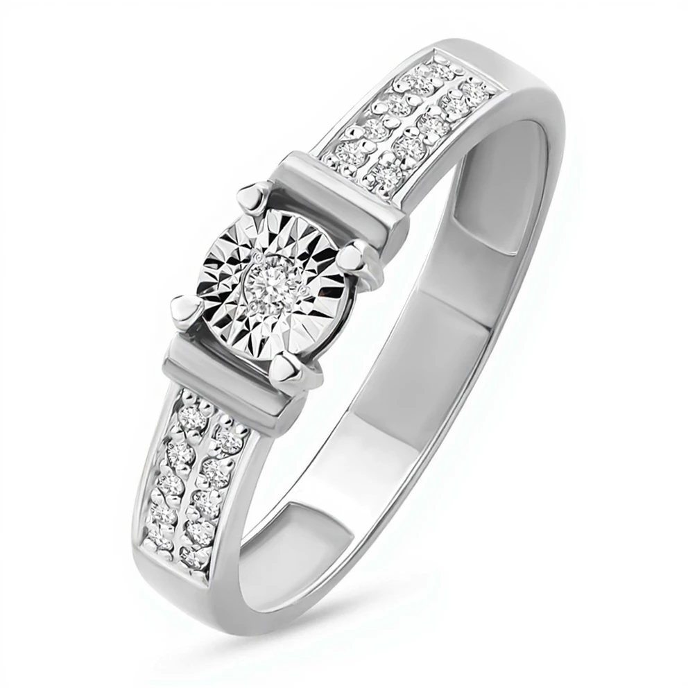 Кольцо с бриллиантами из белого золота 585 пробы Кольцо с бриллиантами из белого золота 585 пробы