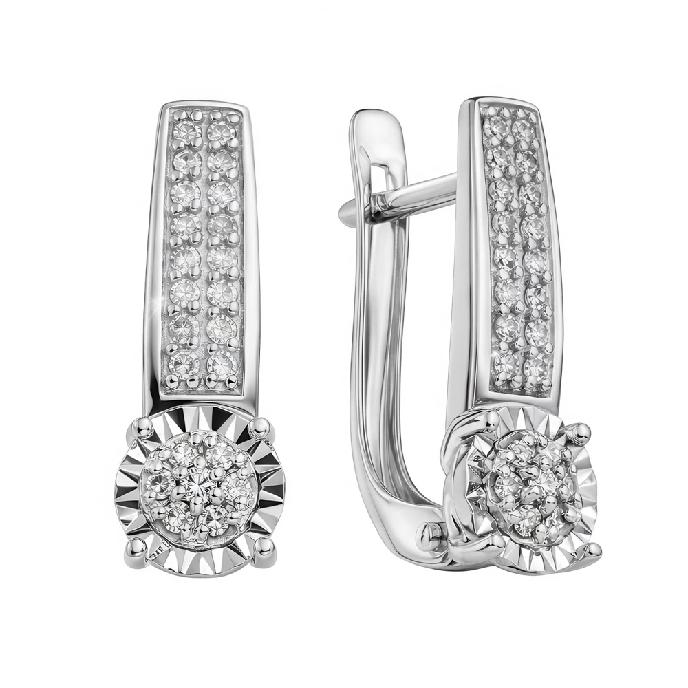 Серьги с бриллиантами из белого золота 585 пробы