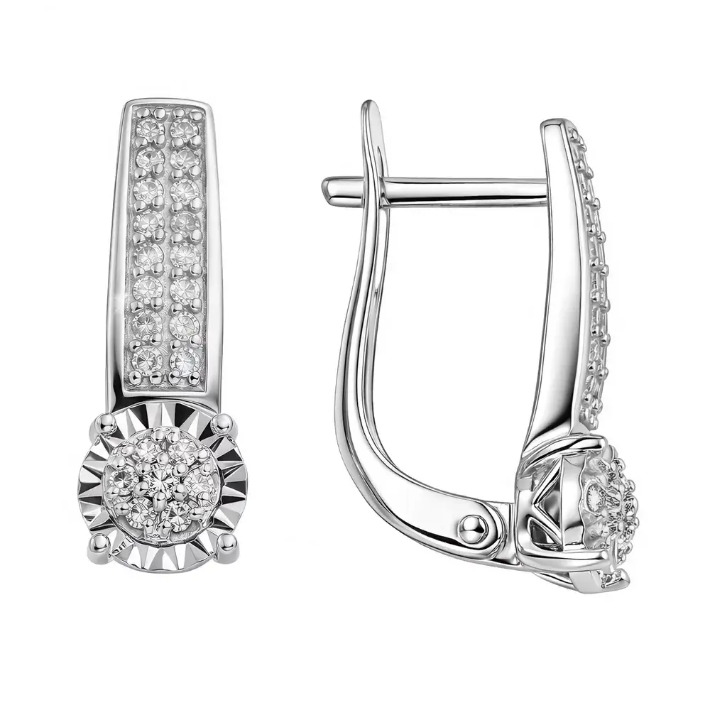 Серьги с бриллиантами из белого золота 585 пробы