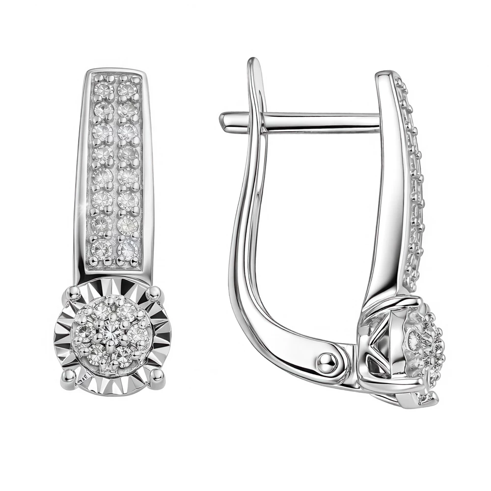 Серьги с бриллиантами из белого золота 585 пробы