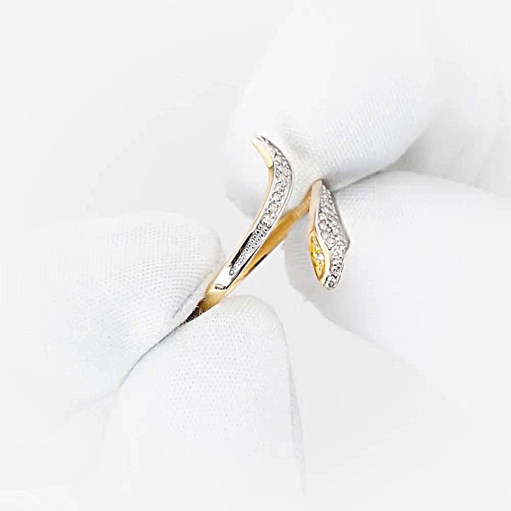 Кольцо  Змея с бриллиантами из красного золота 585 пробы