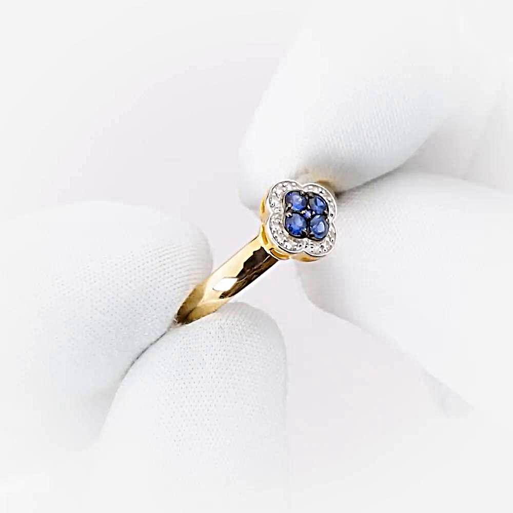 Кольцо с сапфирами и бриллиантами из красного золота 585 пробы