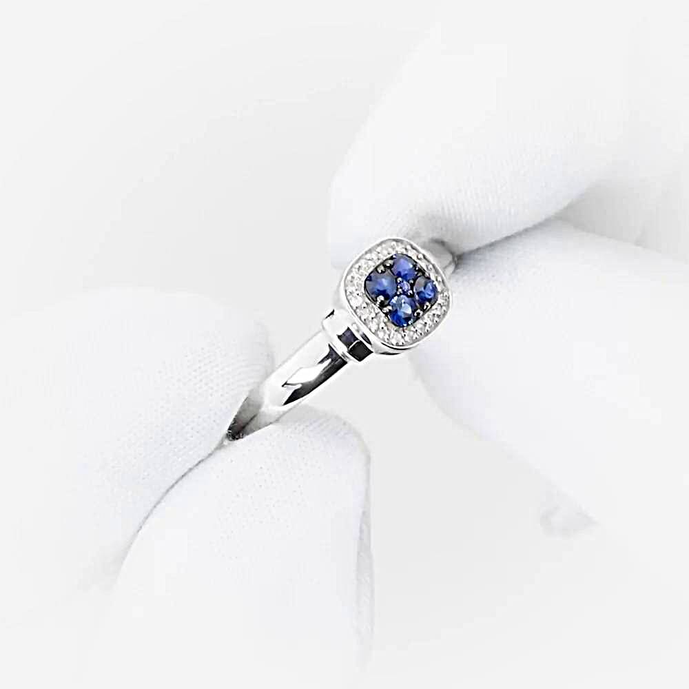 Кольцо с сапфирами и бриллиантами из белого золота 585 пробы