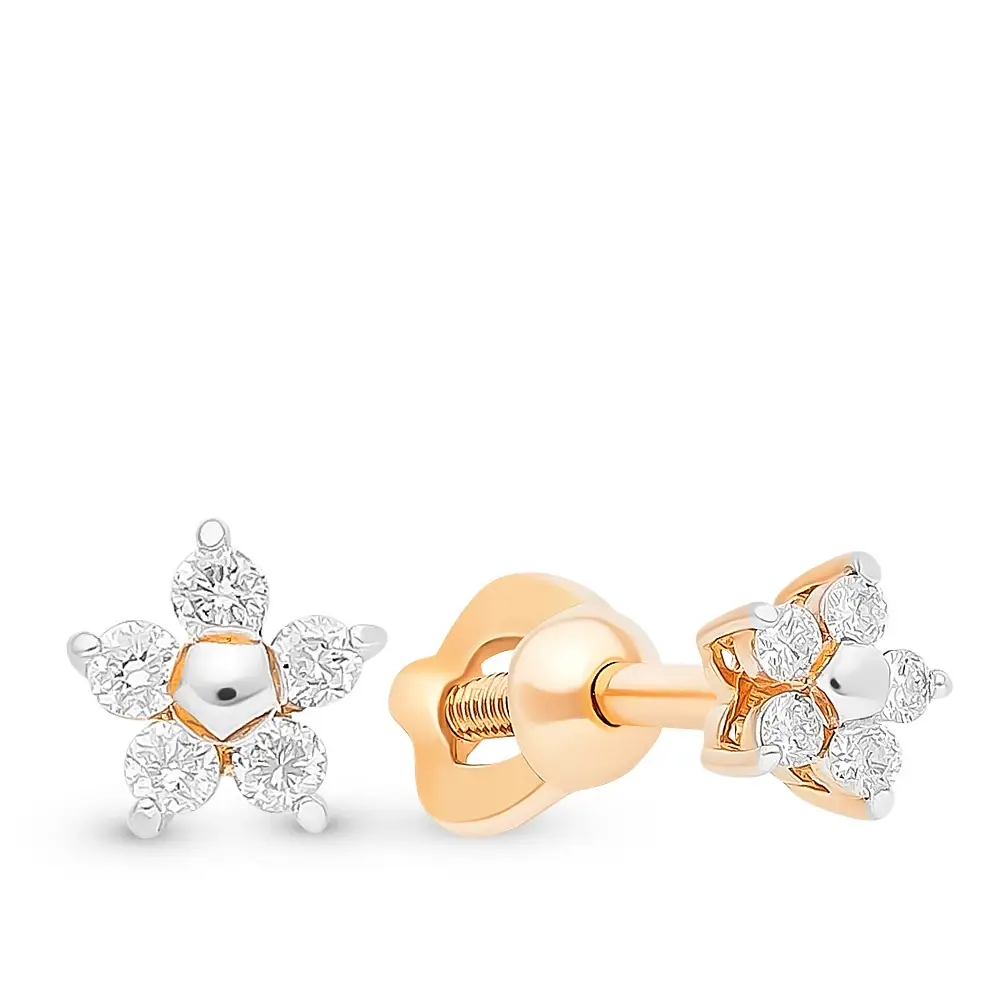 Серьги с бриллиантами из красного золота 585 пробы 1