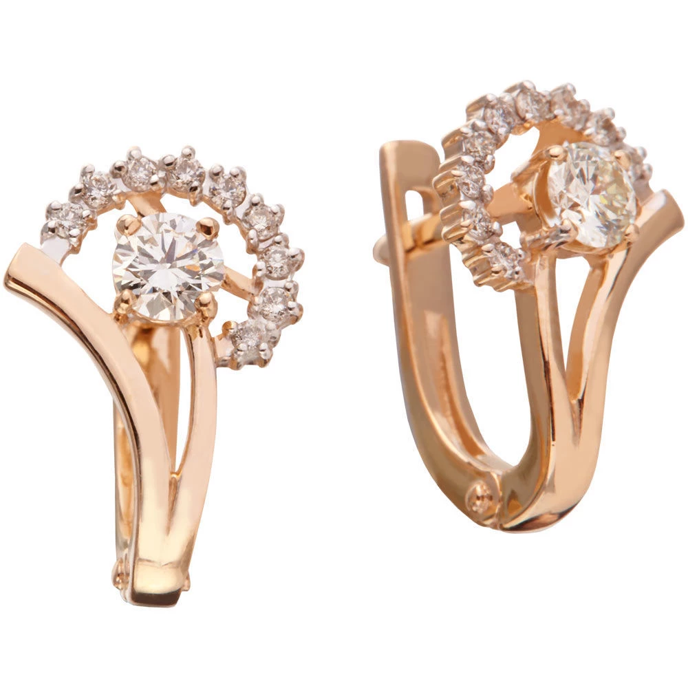 Серьги с бриллиантами из красного золота 585 пробы 1