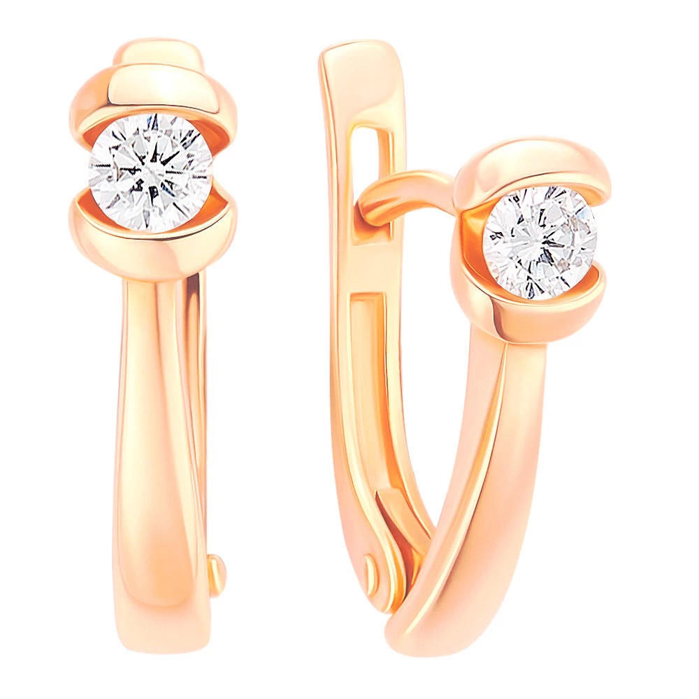 Серьги с бриллиантами из красного золота 585 пробы 1