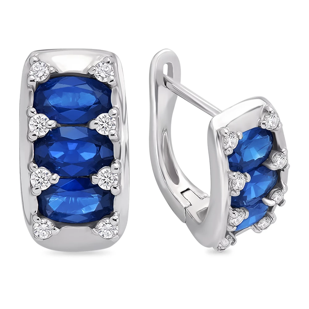 Серьги с сапфиром из белого золота 585 пробы 1