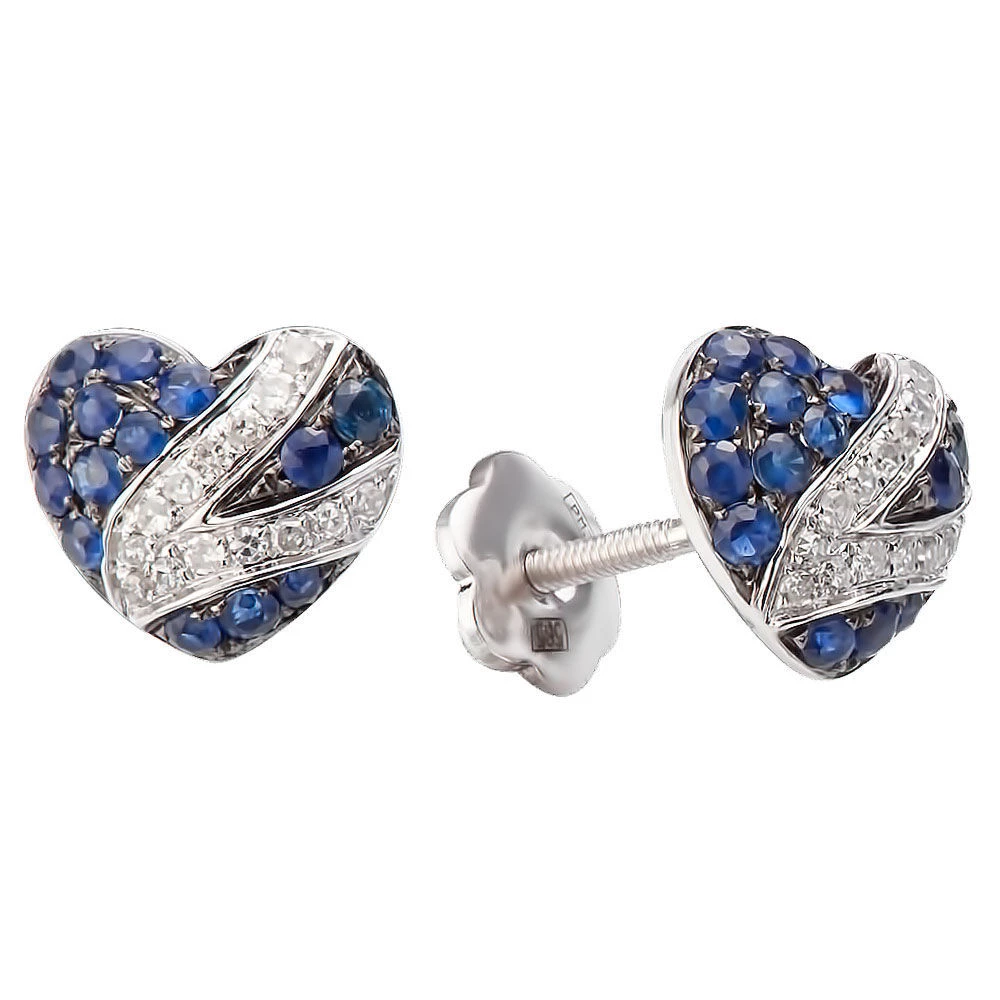 Серьги с сапфиром из белого золота 585 пробы 1