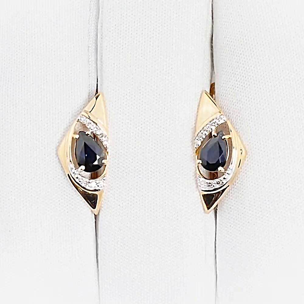 Серьги с сапфирами и бриллиантами из красного золота 585 пробы 1