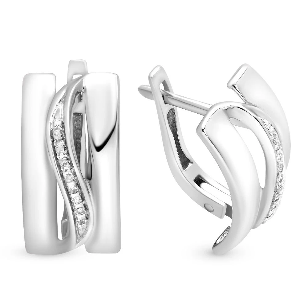 Серьги с бриллиантами из белого золота 585 пробы Серьги с бриллиантами из белого золота 585 пробы