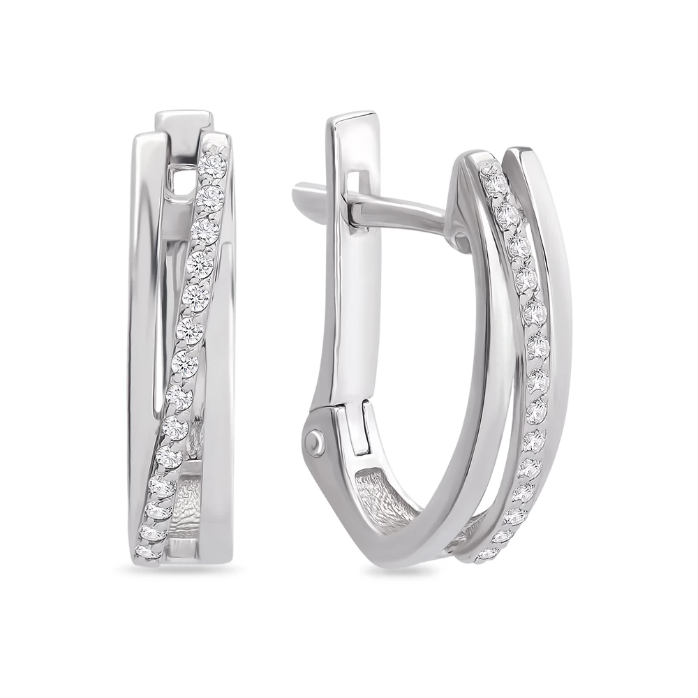 Серьги с бриллиантами из белого золота 585 пробы