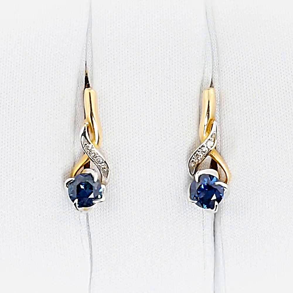 Серьги с сапфирами и бриллиантами из красного золота 585 пробы 1