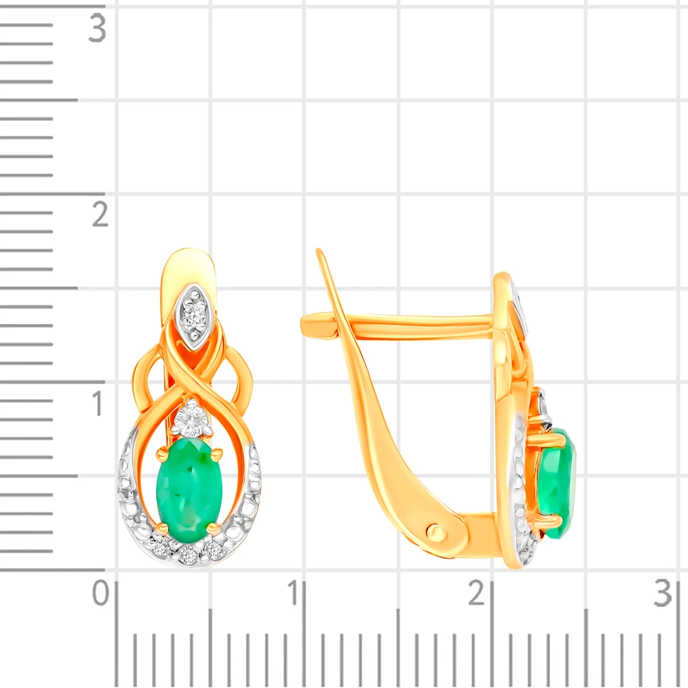 Серьги с изумрудами и бриллиантами из красного золота 585 пробы 3