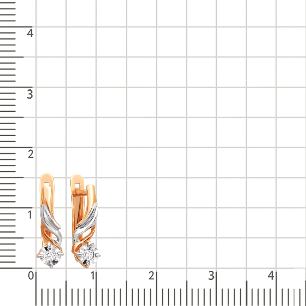 Серьги с бриллиантами из красного золота 585 пробы