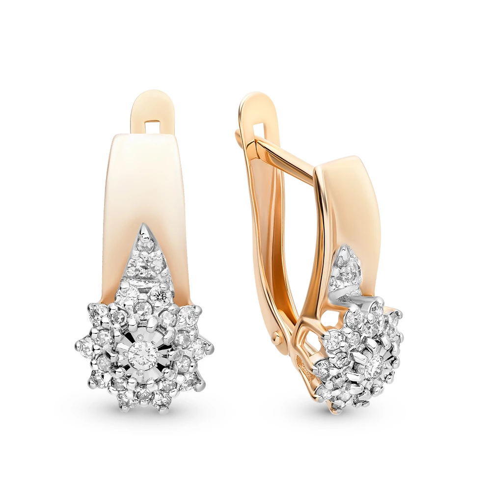 Серьги с бриллиантами из красного золота 585 пробы