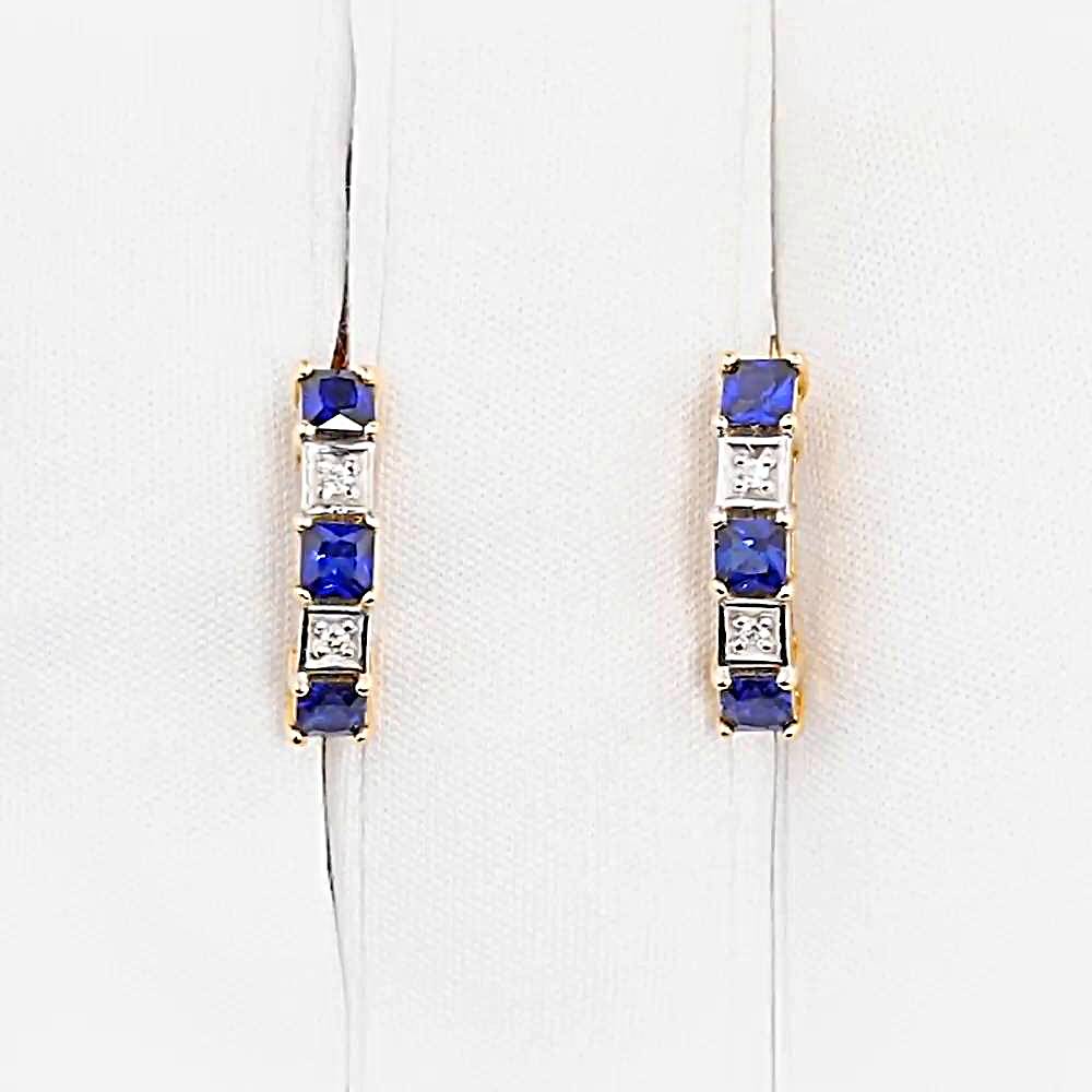 Серьги с сапфиром синтетическим и бриллиантами из красного золота 585 пробы 1