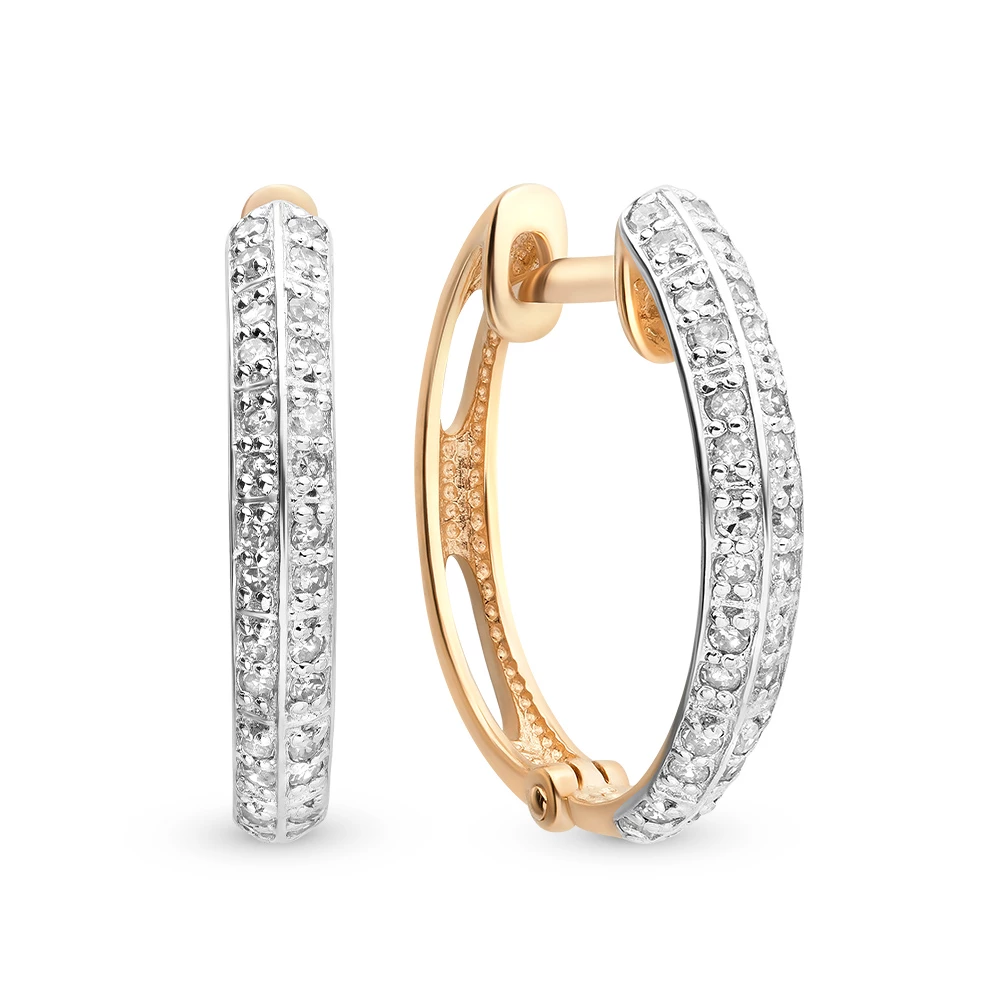 Серьги с бриллиантами из красного золота 585 пробы