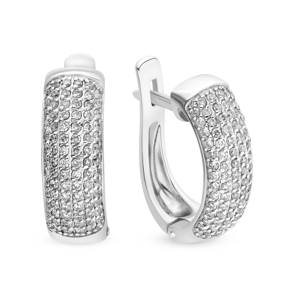 Серьги с бриллиантами из белого золота 585 пробы