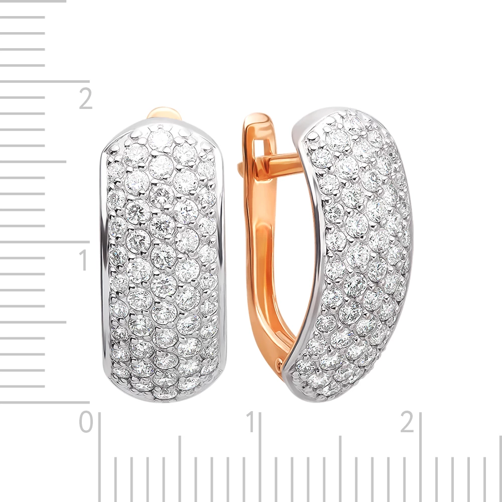 Серьги с бриллиантами из красного золота 585 пробы