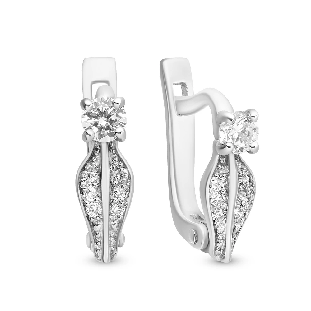 Серьги с бриллиантами из белого золота 585 пробы