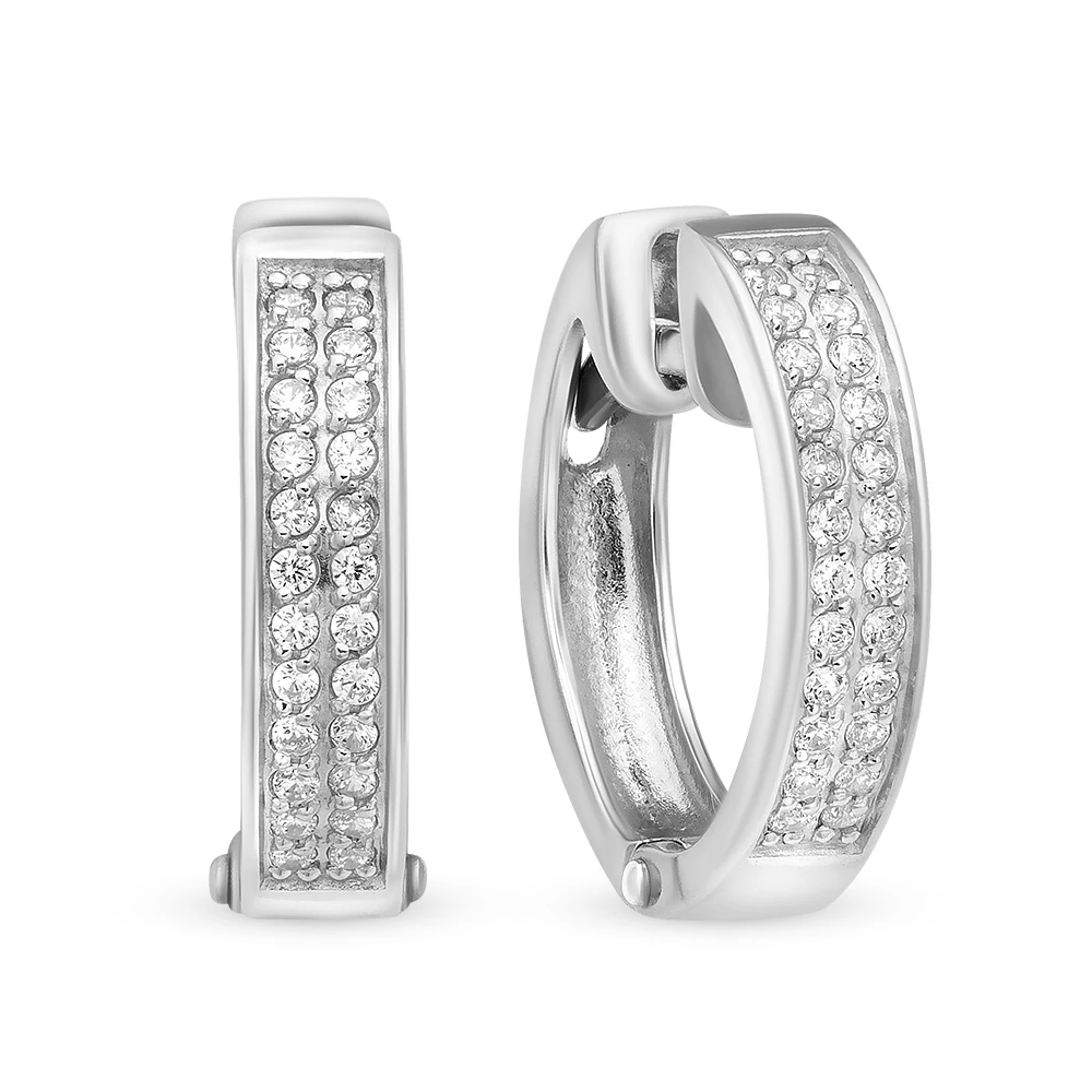 Серьги с бриллиантами из белого золота 585 пробы