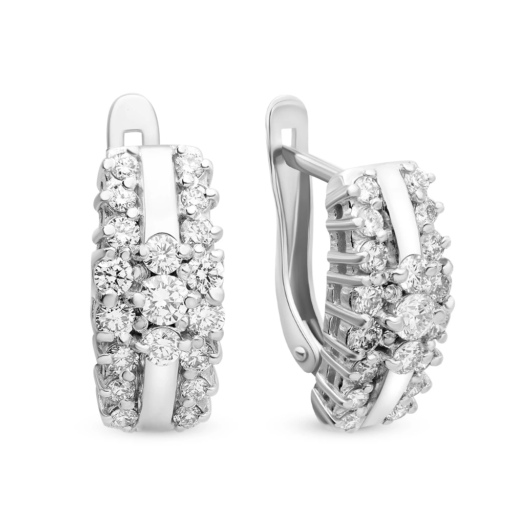 Серьги с бриллиантами из белого золота 585 пробы