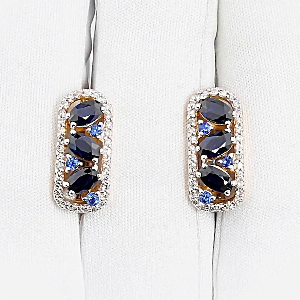 Серьги с сапфирами и бриллиантами из красного золота 585 пробы 1