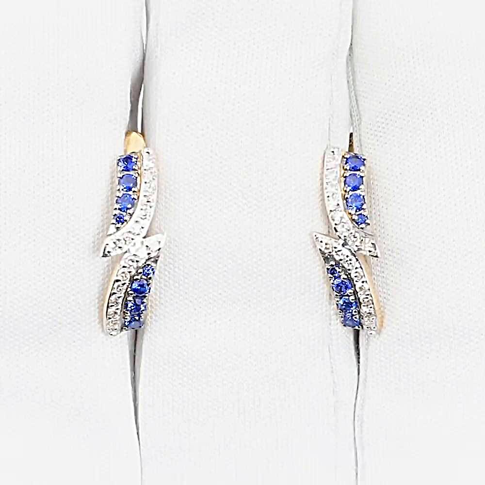 Серьги с сапфиром синтетическим и бриллиантами из красного золота 585 пробы 1