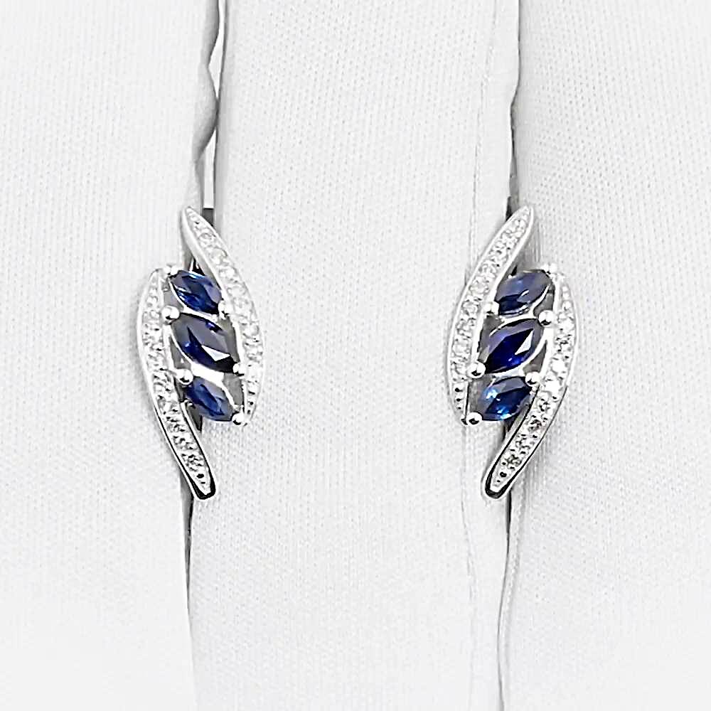 Серьги с сапфирами и бриллиантами из белого золота 585 пробы 1