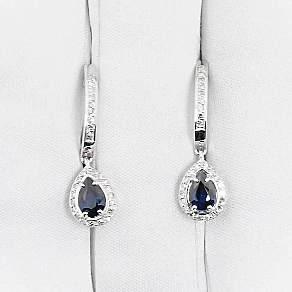 Серьги с сапфирами и бриллиантами из белого золота 585 пробы 1